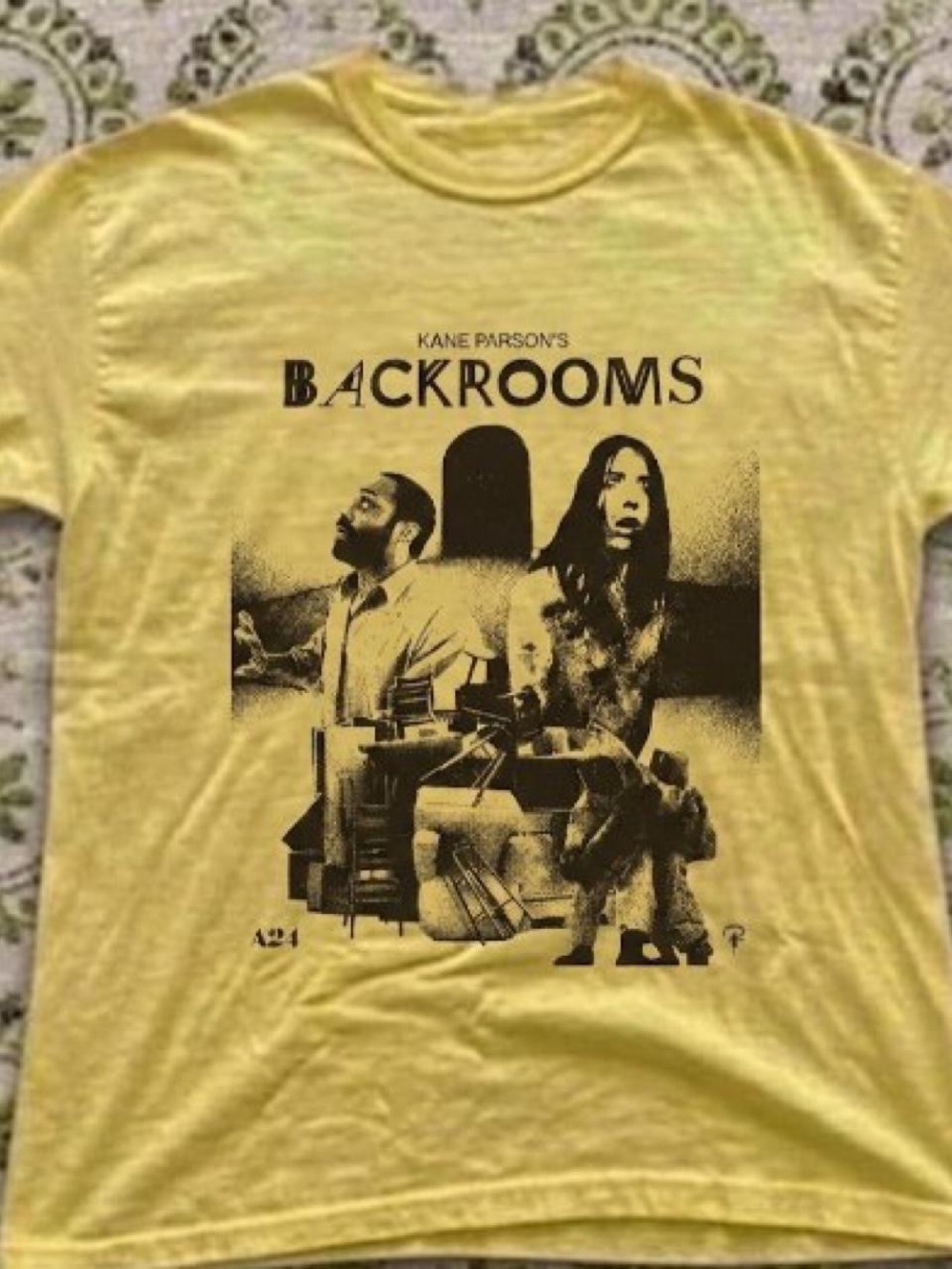 Gildan Yellow BACKROOMS Graphic Tee with Black Print